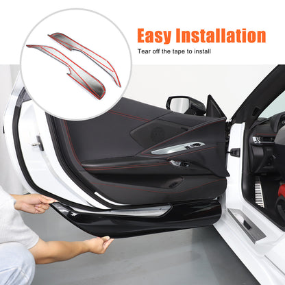 Glossy Piano Black ABS Interior Door Anti-Kick Panel Trim For Corvette C8 2020+ 6