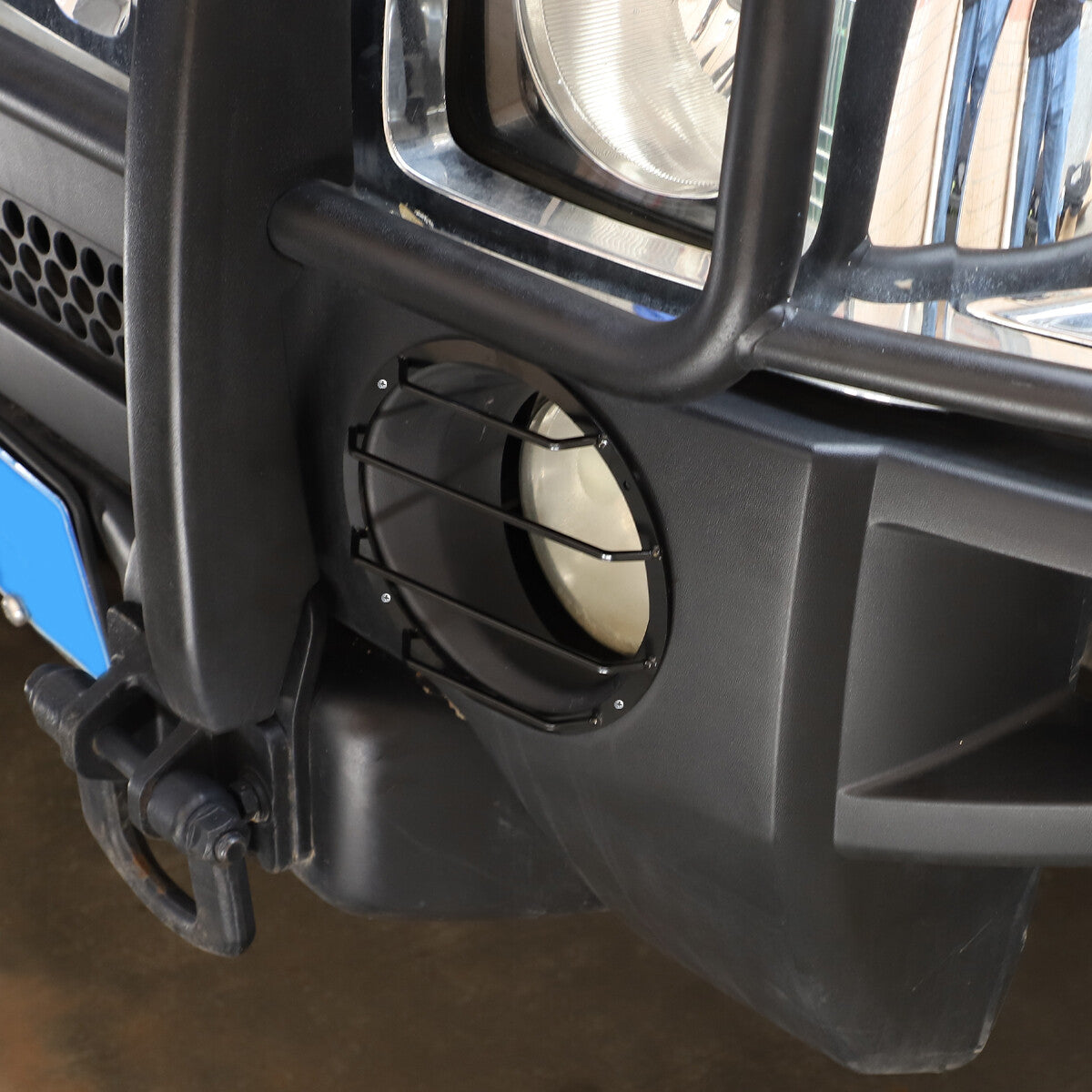 Black Steel Front Fog Light Lamp Frame Cover Trim For Hummer H3 05-09 5