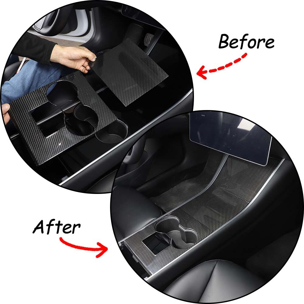 Real Carbon Fiber Central Console Gear Shift Panel For Tesla Model 3 2017-21 8