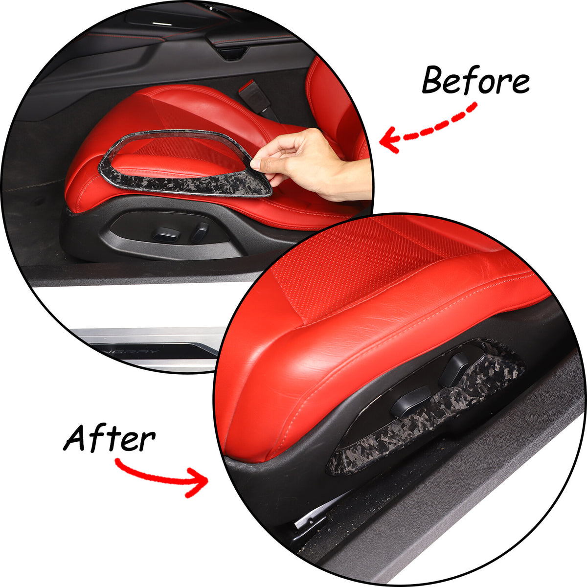 Forged Carbon Fiber Car Seat Adjustment Switch Trim For Corvette C8 2020-2026 13