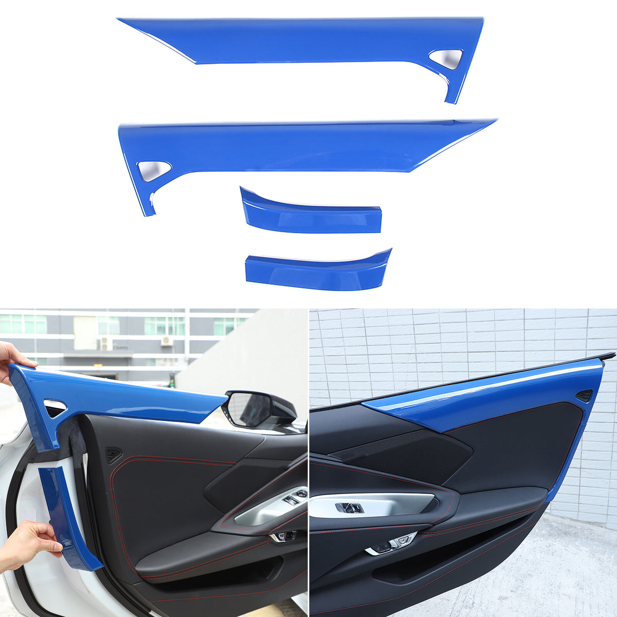 Blue ABS Inner Interior Door Panel Cover Trim For Corvette C8 Z51 Z06 2020-26 3