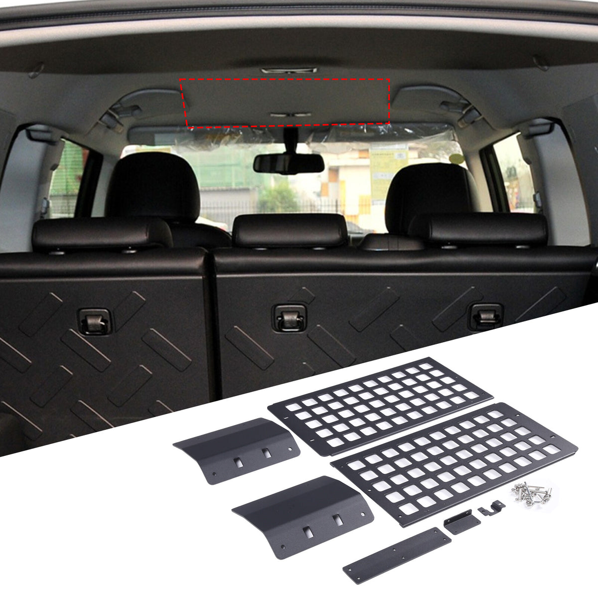 Black Alloy Steel Inner Roof MOLLE Panel Brackets For Toyot-a FJ Cruiser 07-21 3