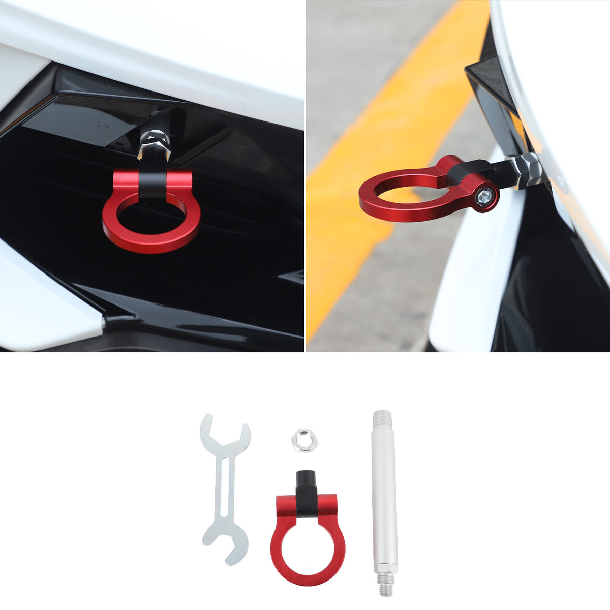 Red Aluminum Front & Rear Track Racing Tow Hook Trailer For Corvette C8 2020-26 4