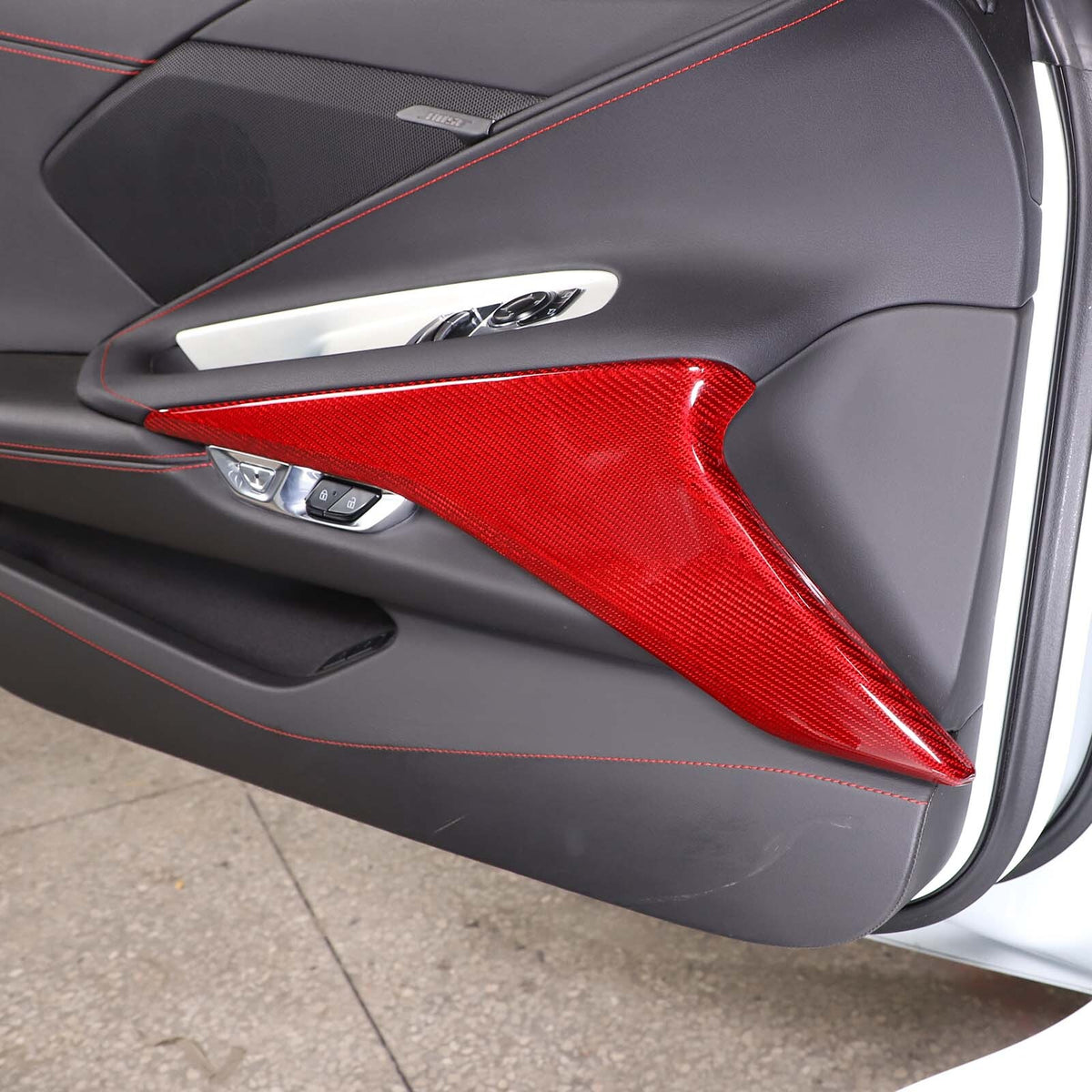 Red Real Carbon Fiber Interior Trim for Corvette C8 20-25 86
