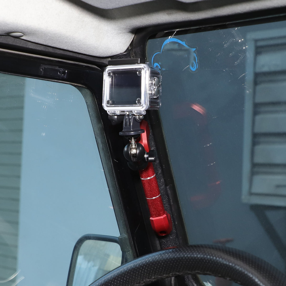Red Aluminum A-Pillar Handle Cam Mount For Land Rover Defender L316 2004-2018 1
