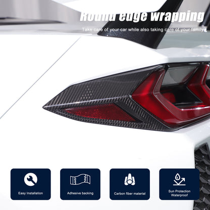 Real Carbon Fiber Rear Taillight Side Trim Cover for Corvette C8 2020+ US 12