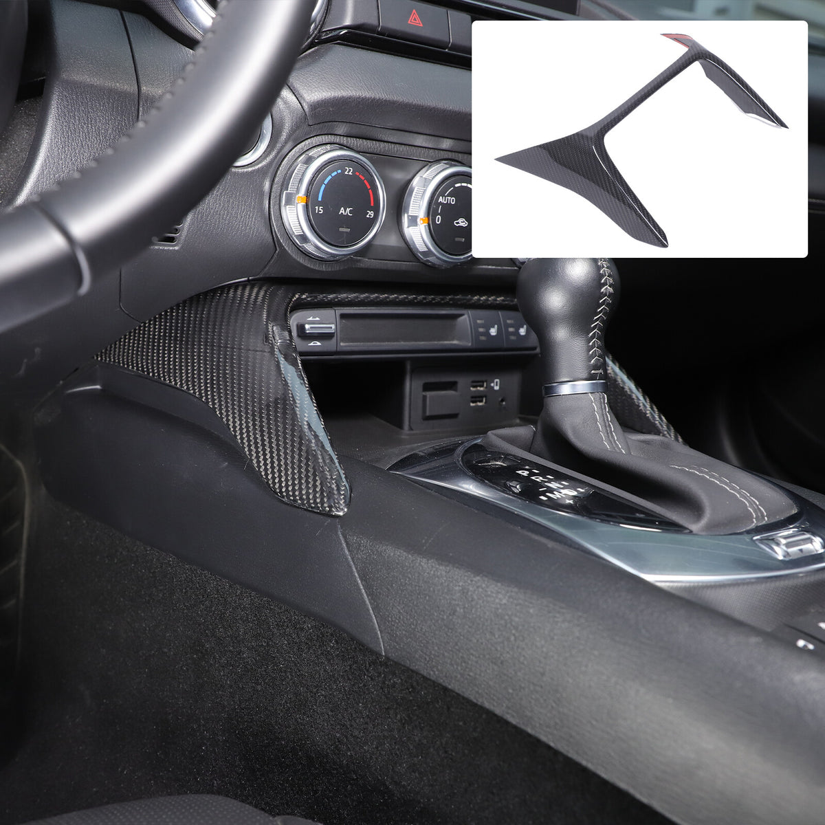 Real Carbon Fiber Front Center Console Trim Cover For Mazda MX-5 Miata 2016-2025 2