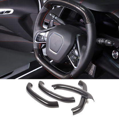 Carbon fiber Style Steering Wheel Top Lower Handle Cover Trim For C8 Corvette 4