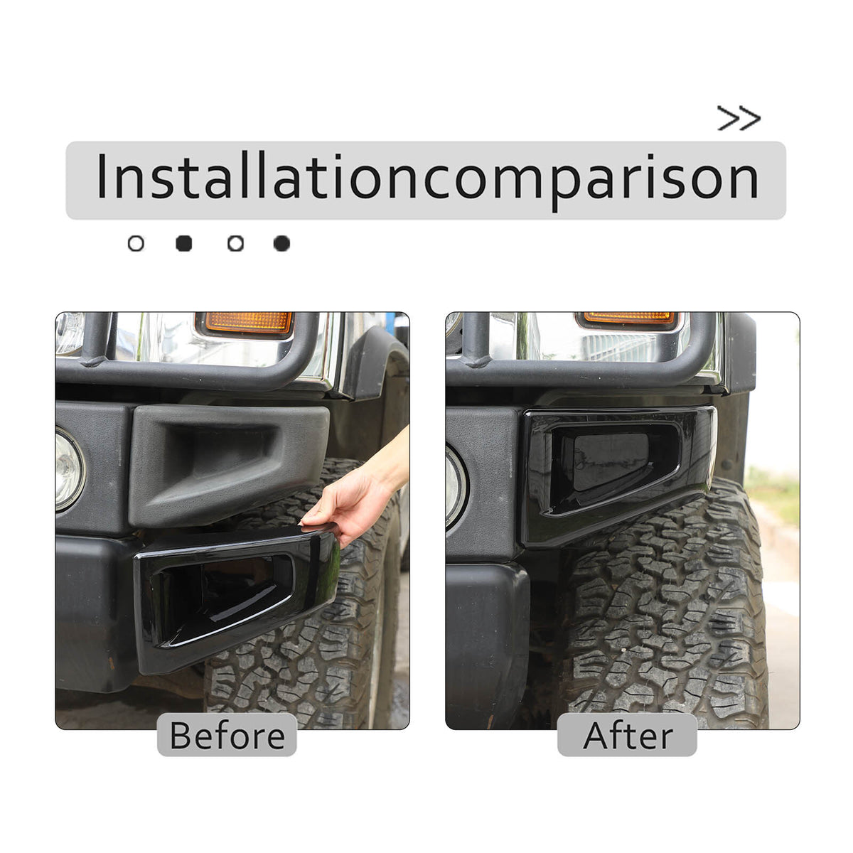 Glossy Black Front Bumper & Side Cover Trim Kit For Hummer H2 SUV SUT 2003-2009 14