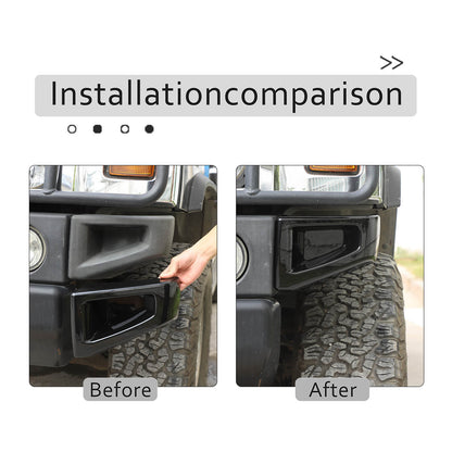 Glossy Black Front Bumper & Side Cover Trim Kit For Hummer H2 SUV SUT 2003-2009 14