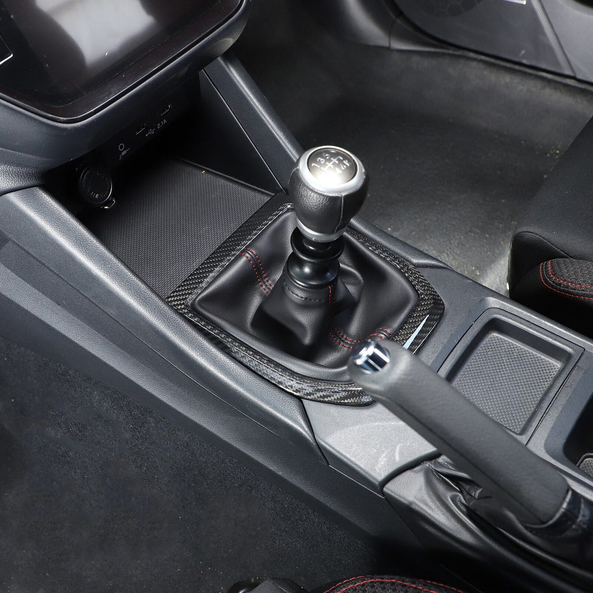 Real Carbon fiber Center Gear Shift Panel trim Cover for Subaru WRX VB MT 22+ 5