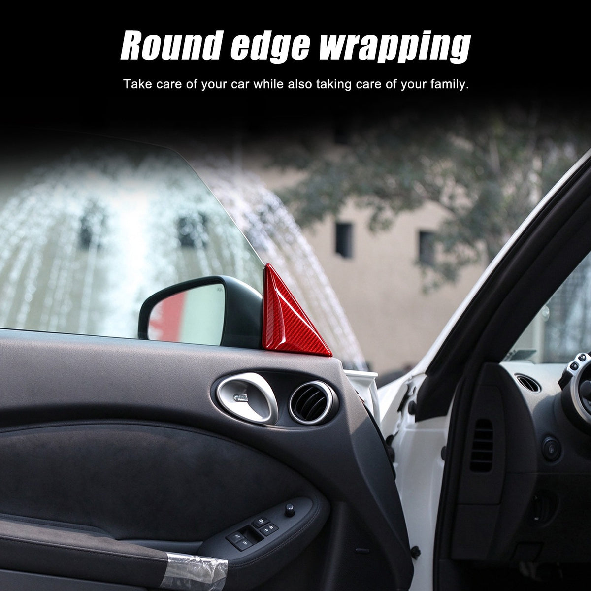 Red Real Carbon Fiber Inner A-Pillar Sticker Trim For Nissan 370Z Z34 2009-2020 4