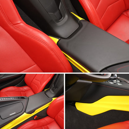 Yellow ABS Center Console Lower Armrest Box Panel Trim For Corvette C8 2020+ 5