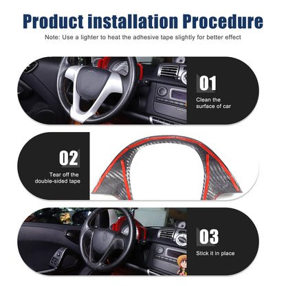 Real Carbon Fiber Interior Steering Wheel Cover Trim For Benz Smart Fortwo 09-15 17