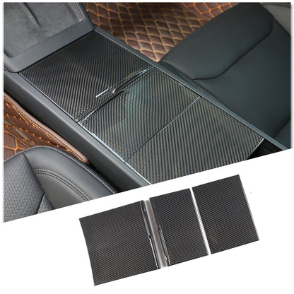 Real Dry Carbon Fiber Center Console Interior Trim Cover For Tesla Model 3 2023+ 48