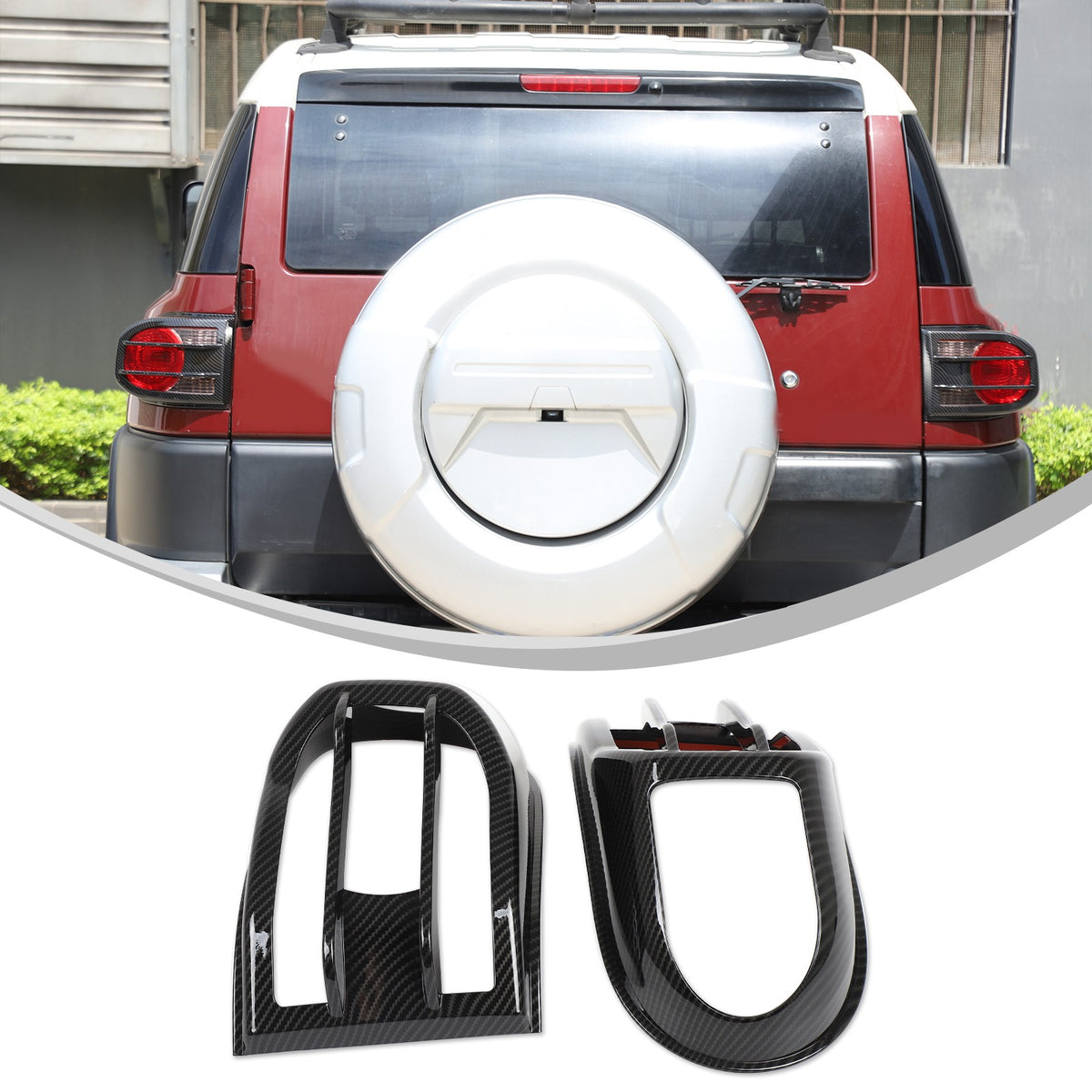 ABS Carbon Fiber Tail Light Cover Trim For Toyota FJ Cruiser 2007-2021 20