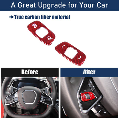 Red Real Carbon Fiber Full Interior Set Decor Trim Kit for Corvette C8 20-25 - Styles 51-55 22