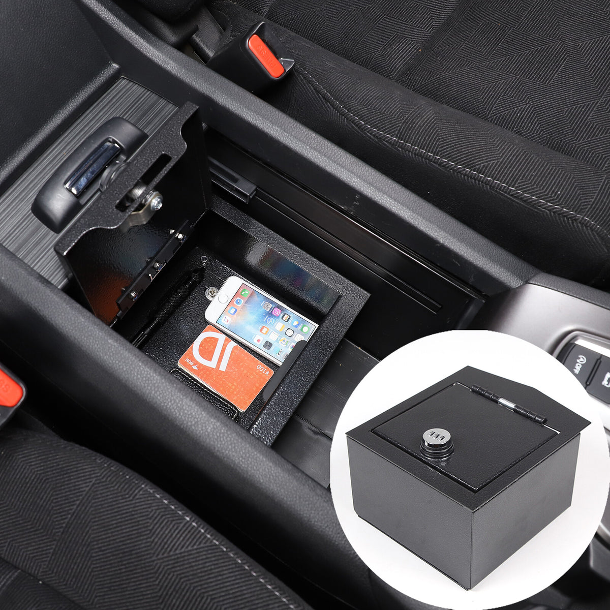 Center Console Safe Storage Box with Keys & Tray for Honda Pilot 2015-22 US 4
