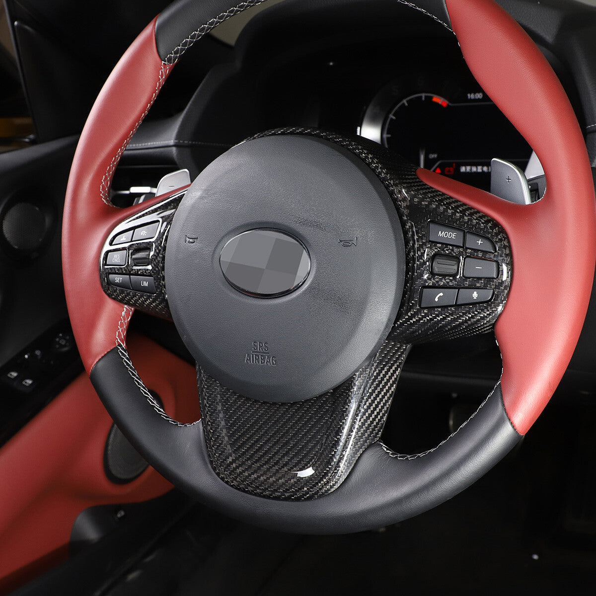 Real Carbon Fiber Interior Steering Wheel Cover Trim for Toyota Supra 2019-24 US 9