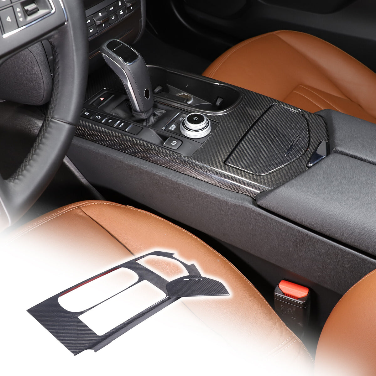 Center Control Gear Panel Trim Carbon Fiber Cover For Maserati Ghibli 2017-2023 8