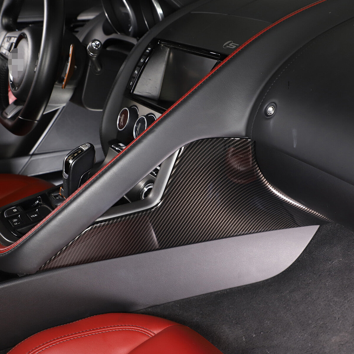 ABS Carbon Fiber Console Passenger side trim Cover Fits Jaguar F-type 2013-2024 7