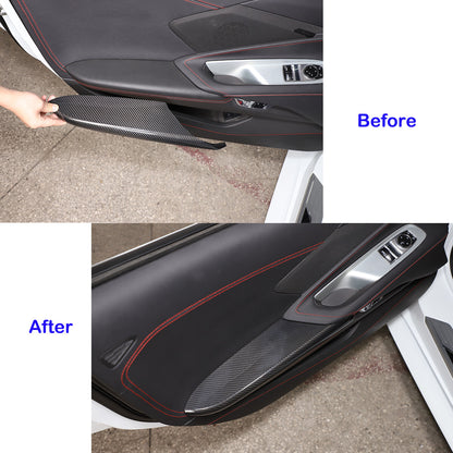 Dry Real Carbon Fiber Car Door Armrest Cover Trim For Corvette C8 Z51 Z06 20-26 3
