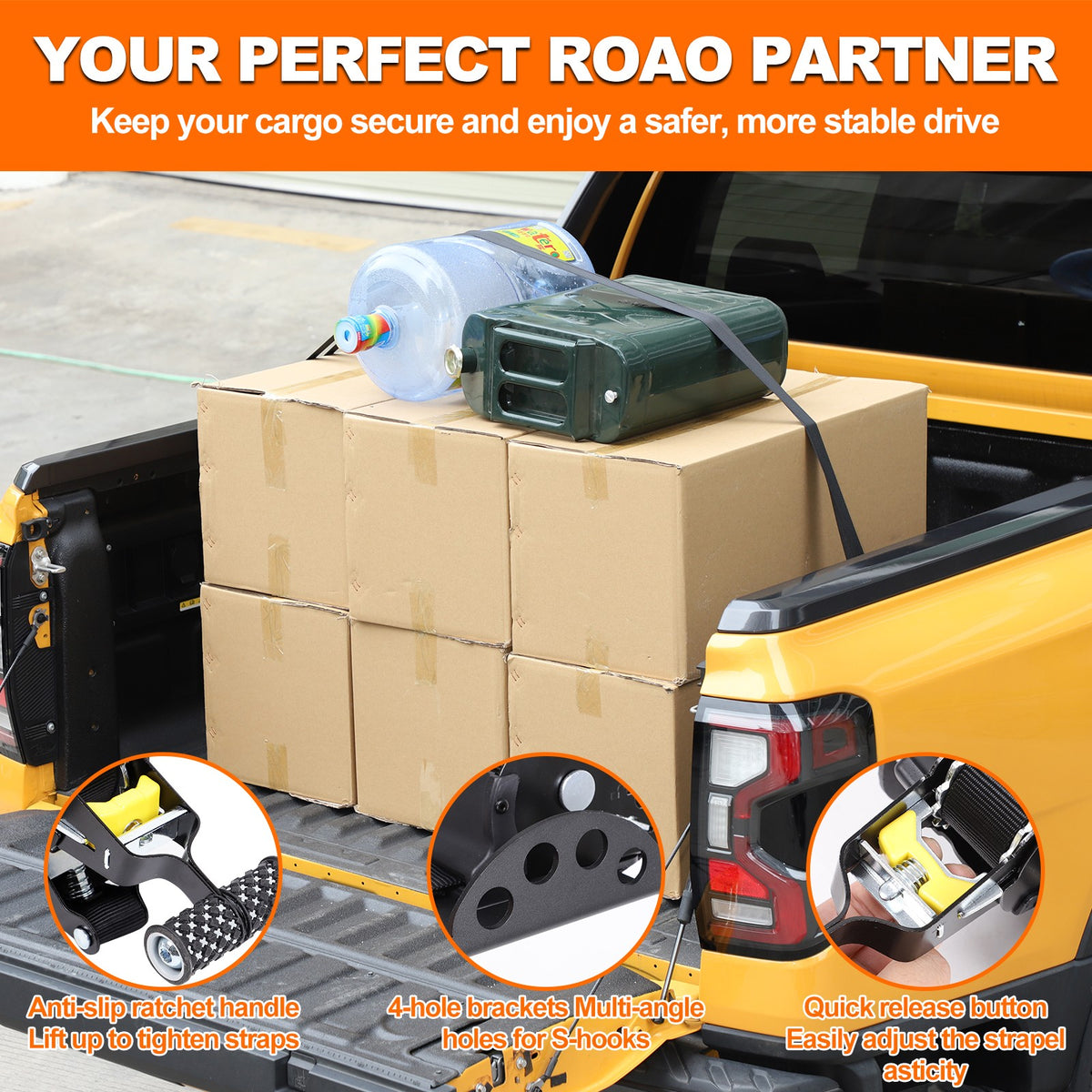 Carbon Steel Truck Bed Tie Down Ratchet Strap Trim For Ford Ranger T9 2023+ 24