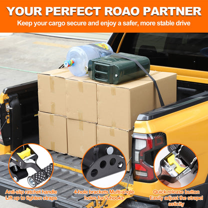 Carbon Steel Truck Bed Tie Down Ratchet Strap Trim For Ford Ranger T9 2023+ 24