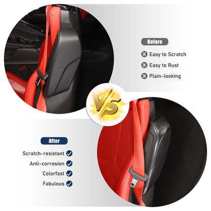 Real Dry Carbon Fiber Seat Side Cover Trim For Corvette C8 2020+ 20