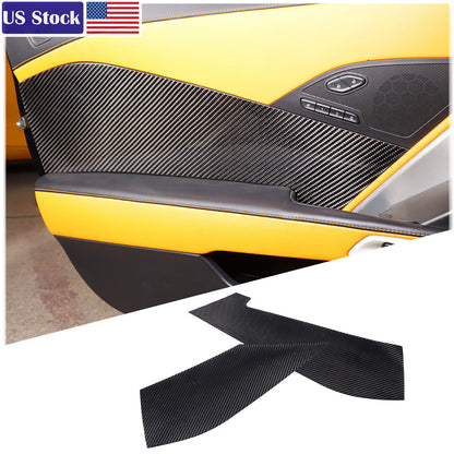 2PCS Carbon Fiber Interior Door Panels Sticker Trim For Corvette C7 2014-2019 US 1