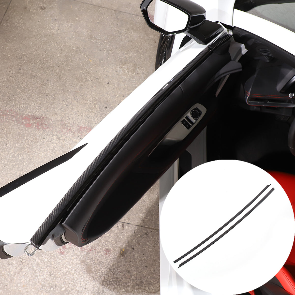 Real Carbon Window Sill Strip Cover Trim For Corvette C8 Coupe Z51 Z06 20+ US 2