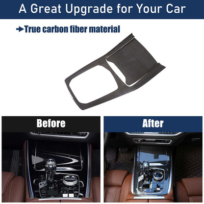 Real Carbon Fiber Car Center Console Gear Panel Cover For BMW X5 X6 X7 G05 G07 7