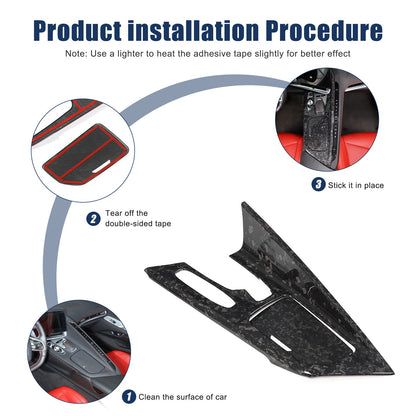 Forged Real Carbon Fiber Center Gear Shift Panel Trim For Corvette C8 2020+ 4