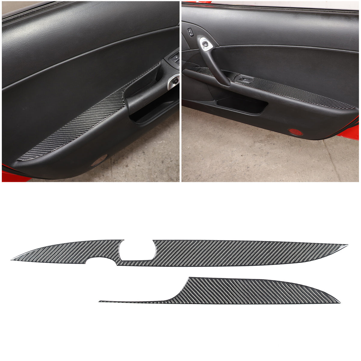 Carbon Fiber soft Door armrest panel Cover sticker Trim For Corvette C6 2005-13 1