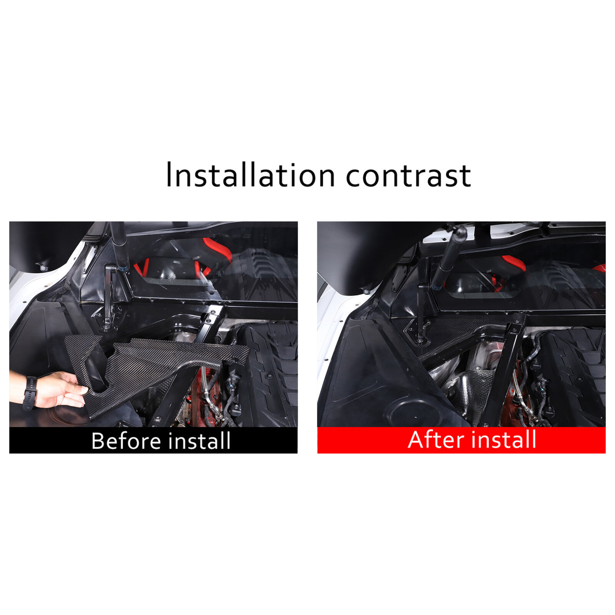 Real Carbon fiber Engine Bay Corner Panel Trim Cover Base Cover For Corvette C8 11