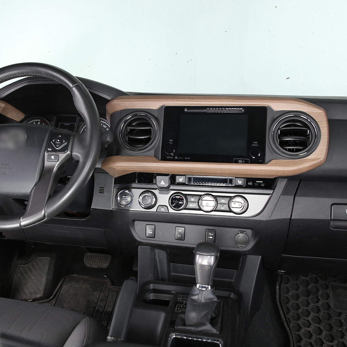 Wood Grain Interior Center Console Cover Trim For Toyota Tacoma 2016-2023 12