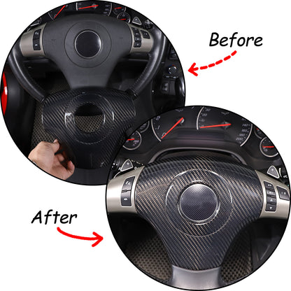 Real Dry Carbon Fiber Steering Wheel Decorative Cover Trim For Corvette C6 05-13 19