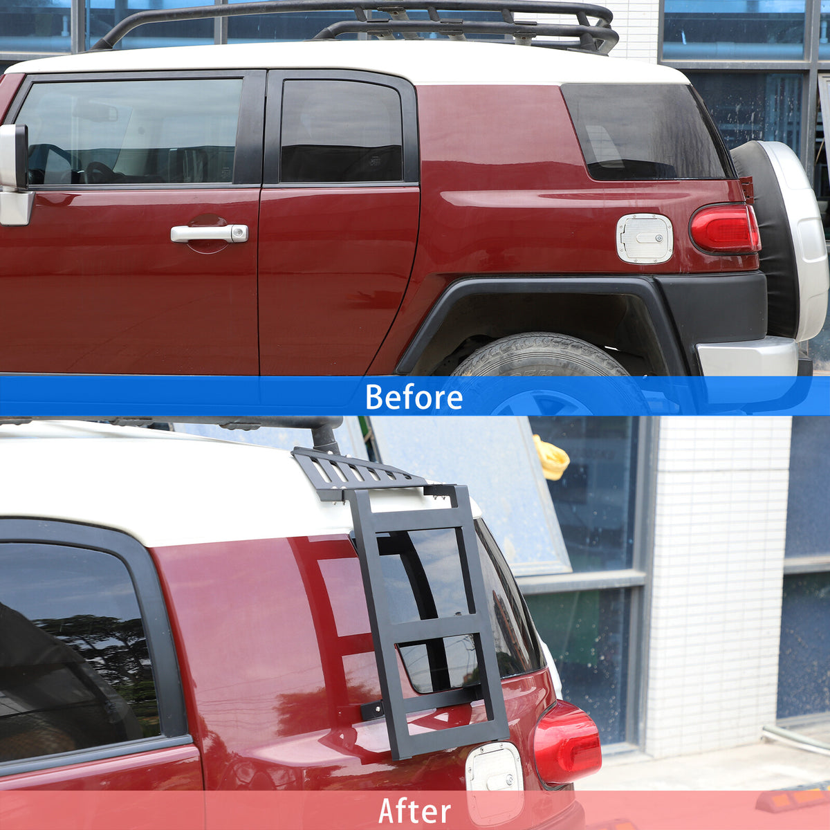 Left & Right Side Window Step Ladder Roof Rack for Toyota FJ Cruiser 2007-2021 7