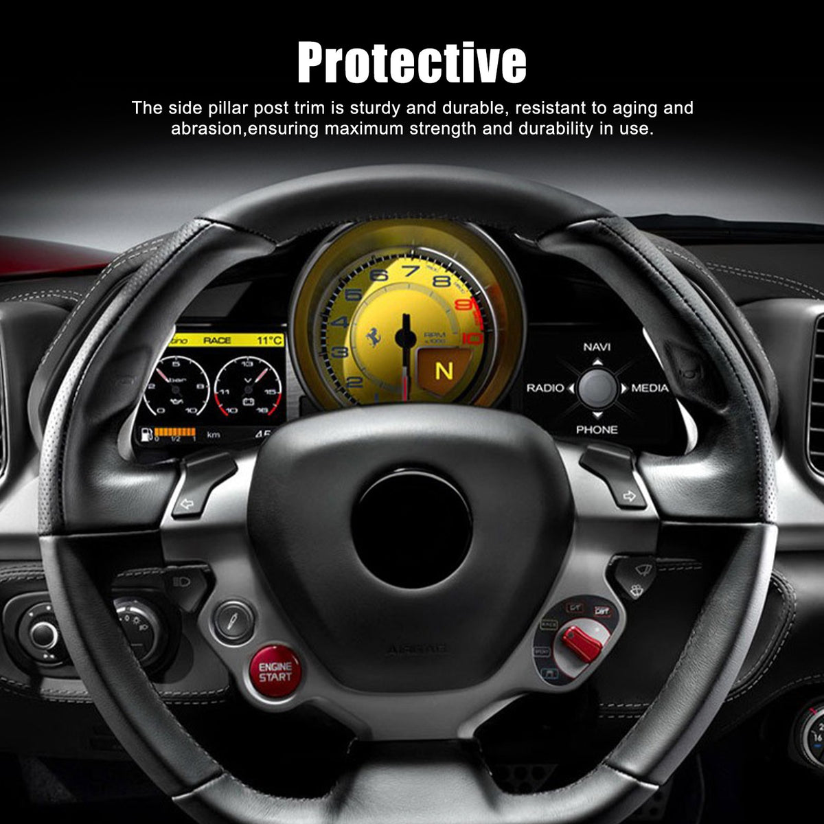 Red Real Carbon Fiber Instrument Tachometer Cover For Ferrari 458/488 2011-2016 17
