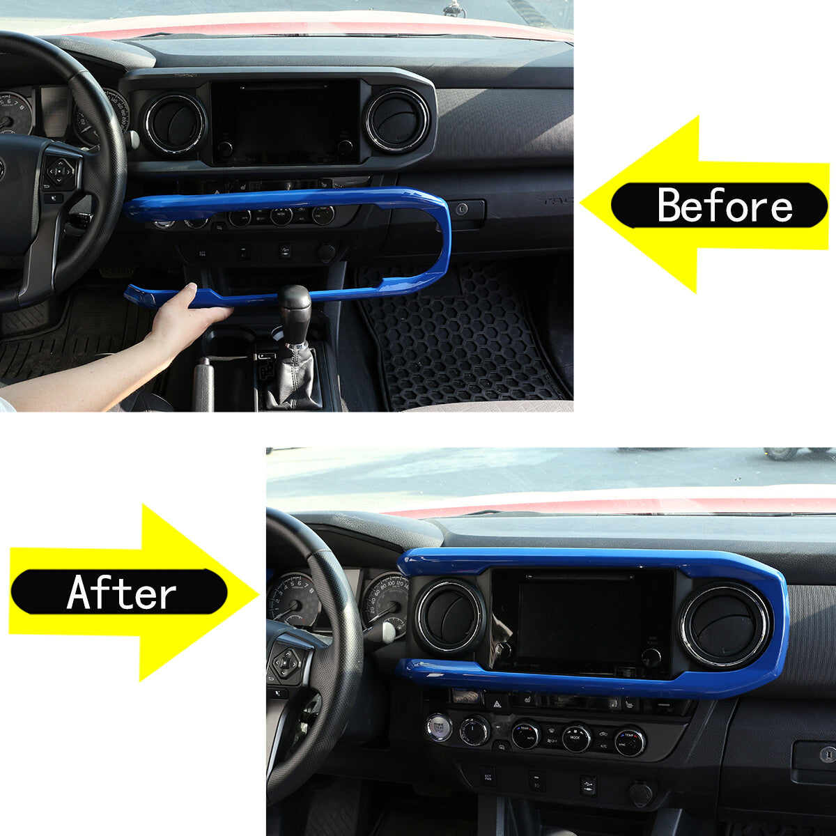 Blue ABS Dashboard Decoration U Shape Trim For Toyota Tacoma 2016-2023 US 15