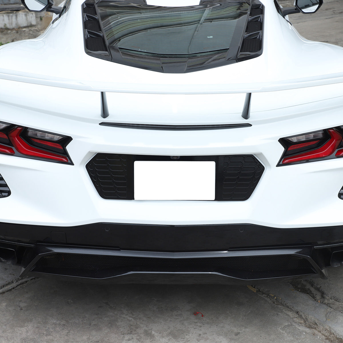 Glossy Black Alloy Rear License Plate Filler Panel Trim for Corvette C8 2020+ 13