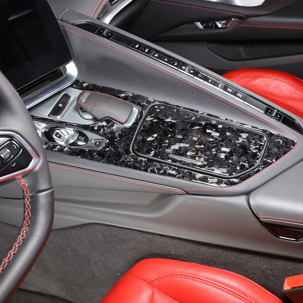 Forged Carbon Fiber Console Storage Panel Sticker Trim For Corvette C8 2020-25 14
