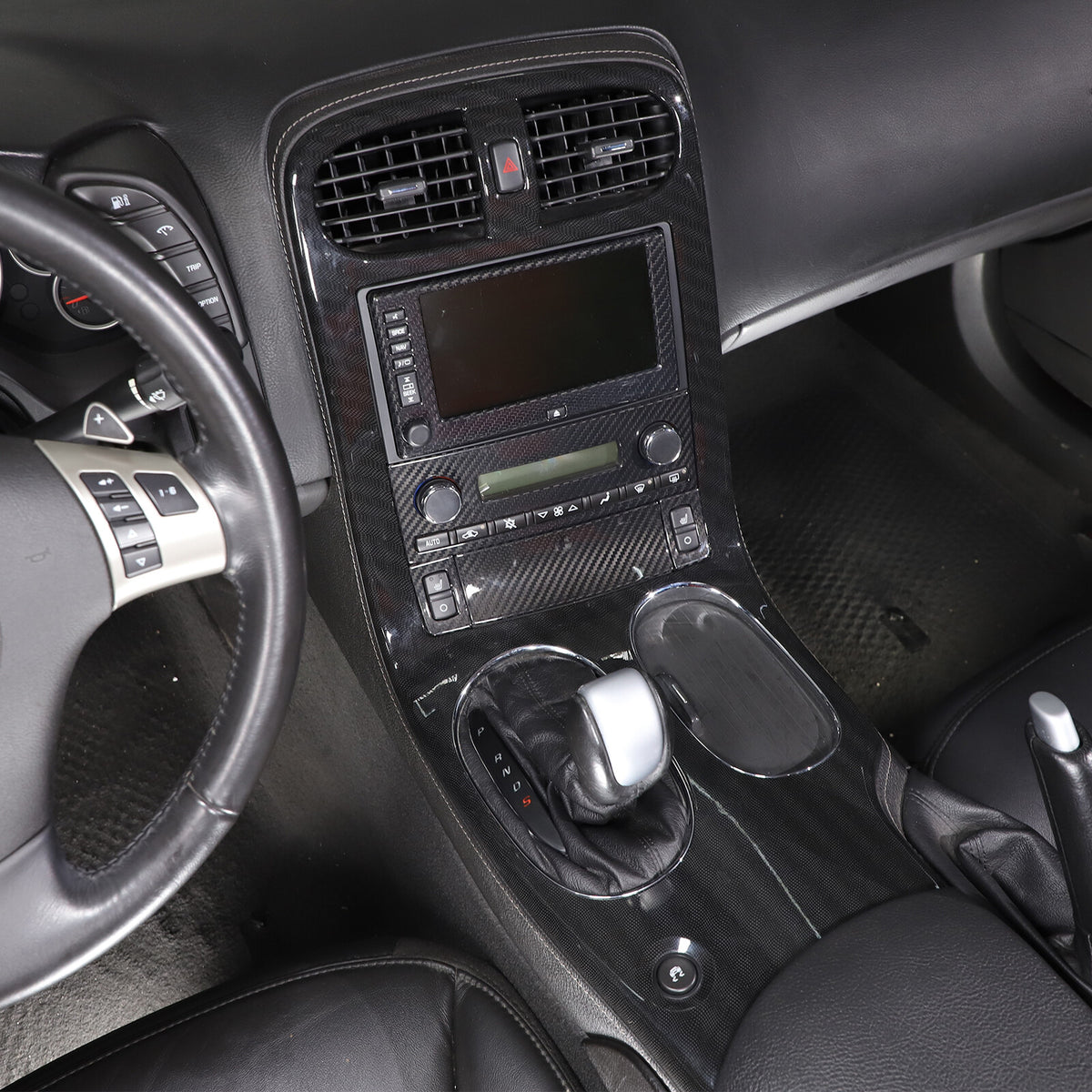 Real Carbon fiber Center Console Navigation Panel Cover Trim For Corvette C6 7