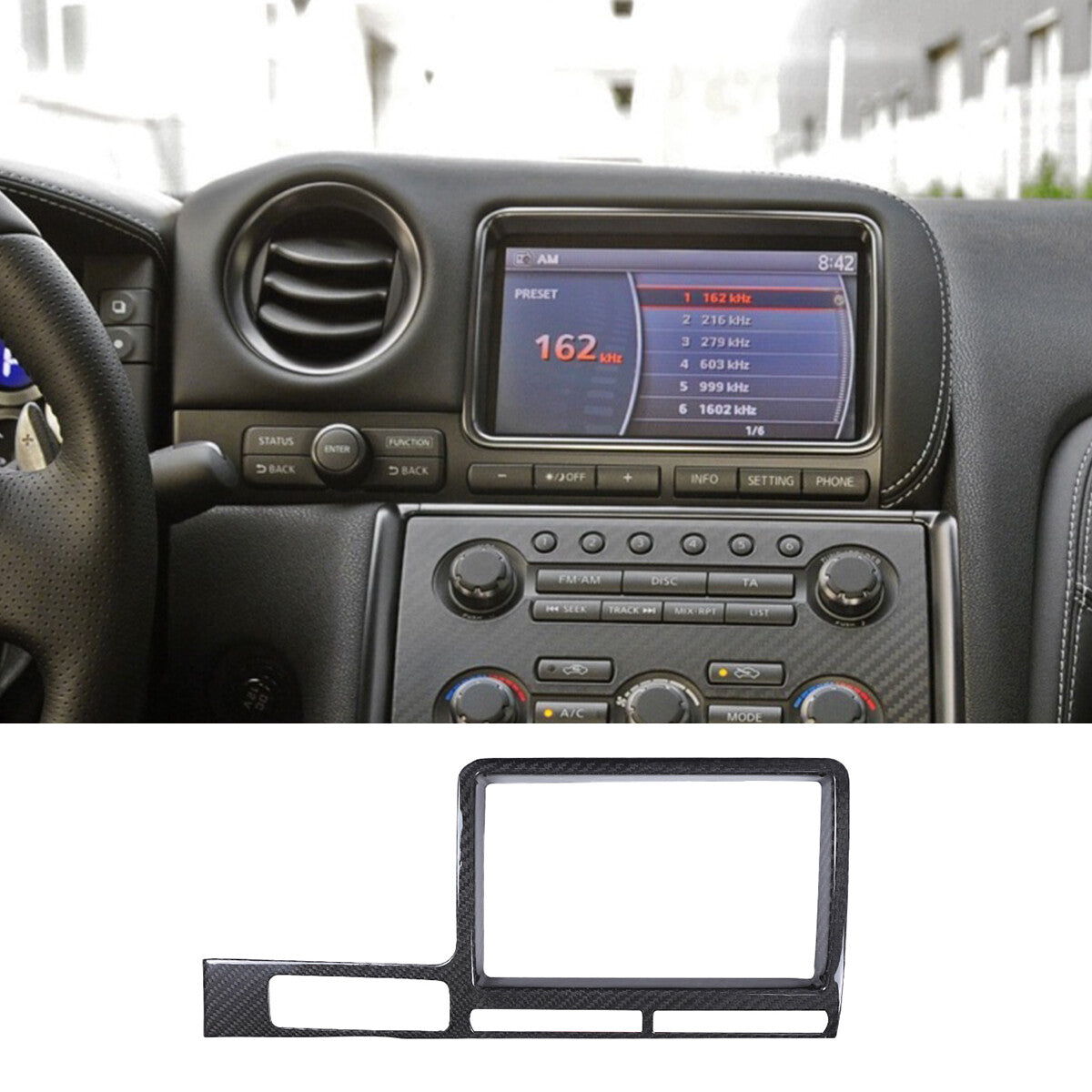 Real Carbon Fiber GPS Navigation Screen Frame Cover For 08-16 R35 GTR 2