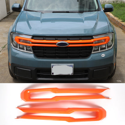 Orange Front Bumper Grille Trim Cover + Logo Ring For Ford Maverick 2022 US 3