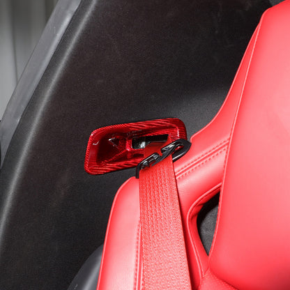 Red Real Carbon Fiber Seat Safety Belt Frame Trim For Corvette C8 2020+ 14