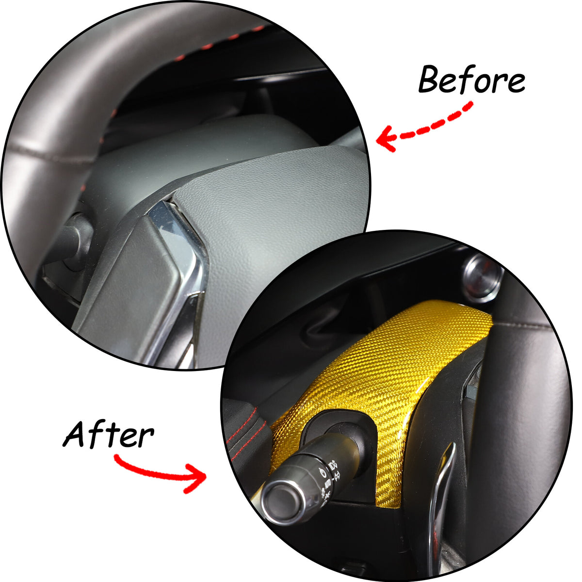 Yellow Carbon fiber Steering Wheel Base Trim Cover For Corvette C8 Z06 2020-26 3