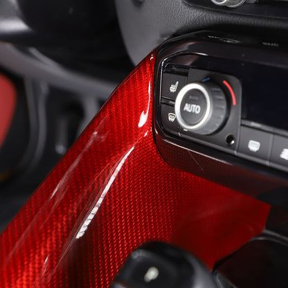 Red Real Carbon Fiber Center Gear Shift Side Panel Trim For Toyota Supra A90 19+ 23