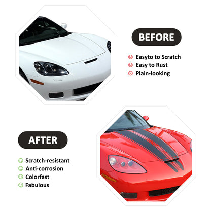 6PCS Hood Blackout Vinyl Decal Sticker Exterior For Corvette C6 2005-2013 US 3
