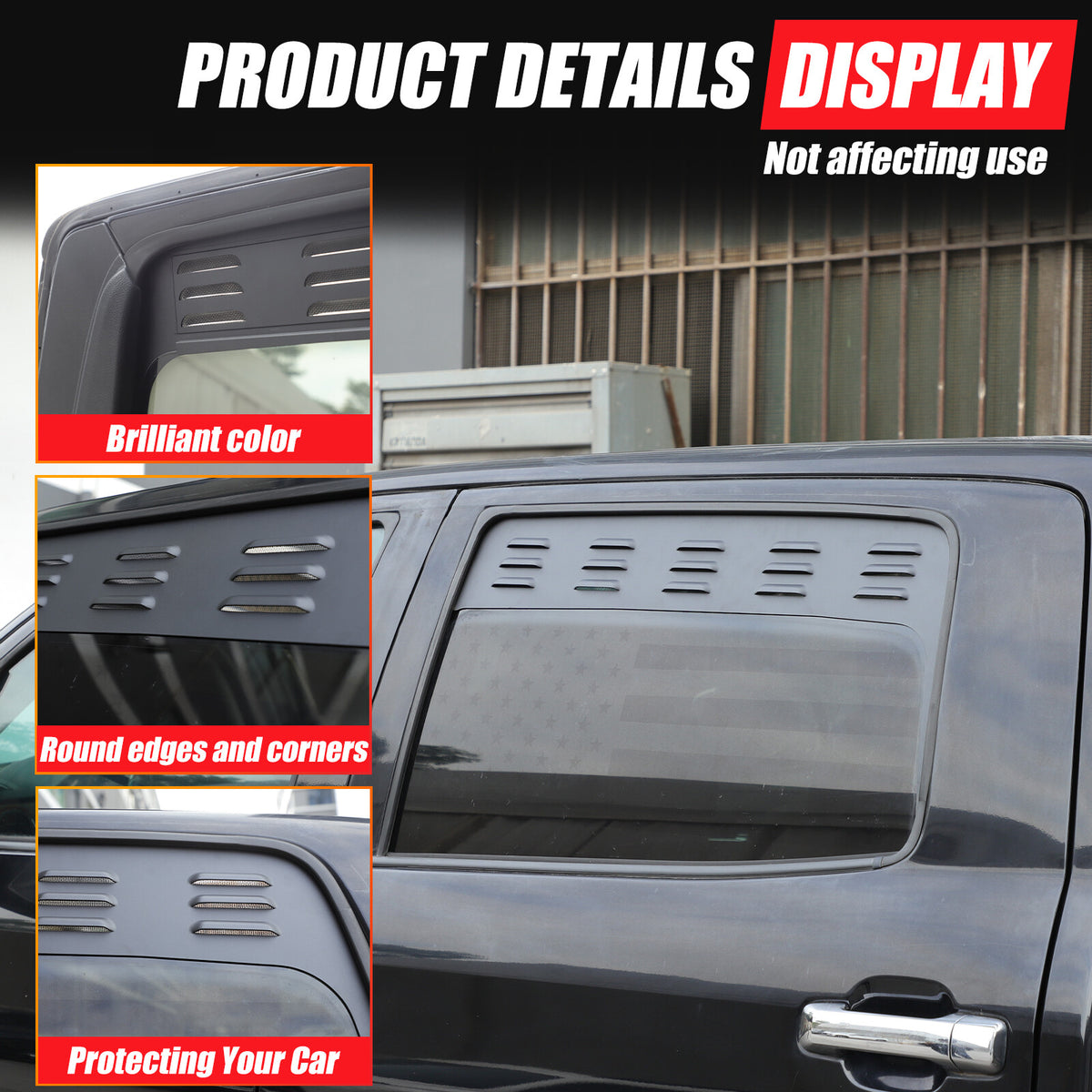 ABS Carbon fiber Rear Window Louver Shutter Cover Trim For Toyota Tundra 2014-21 7